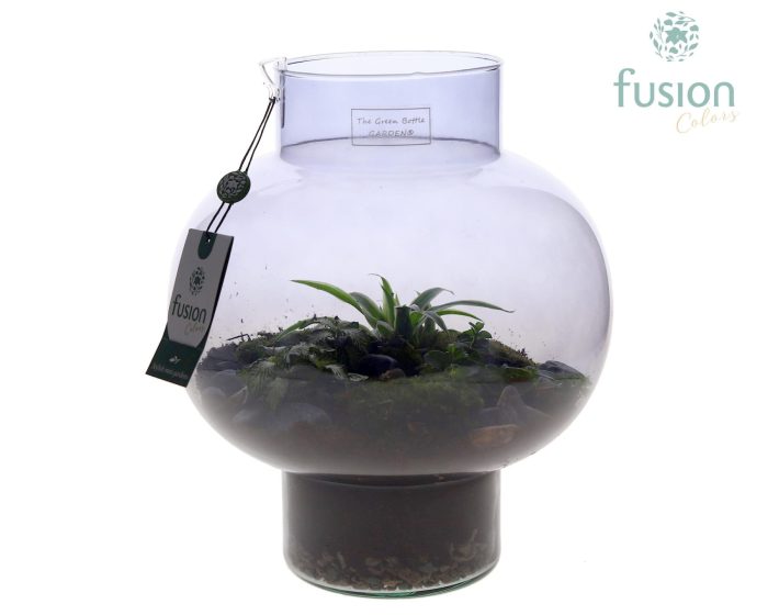 Green Bottle Laura Medium Smoky glas met arrangement, D 26
