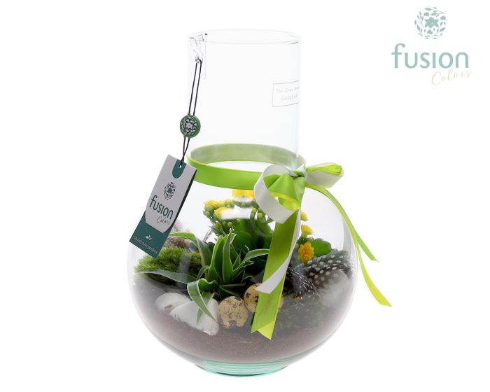 Green Bottle Suzanne Medium met Pasen arrangement, D 21
