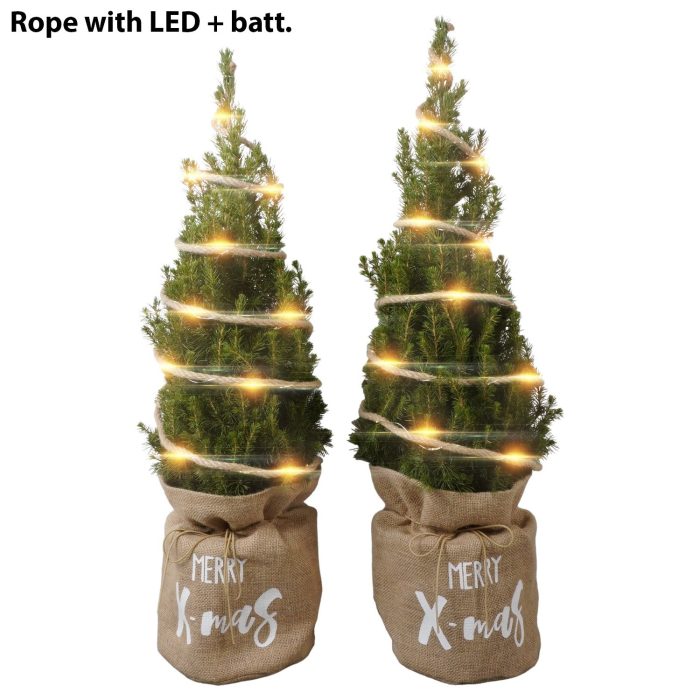 PTK26602 Conica Perfecta in jute met decoratie en LED, D 19